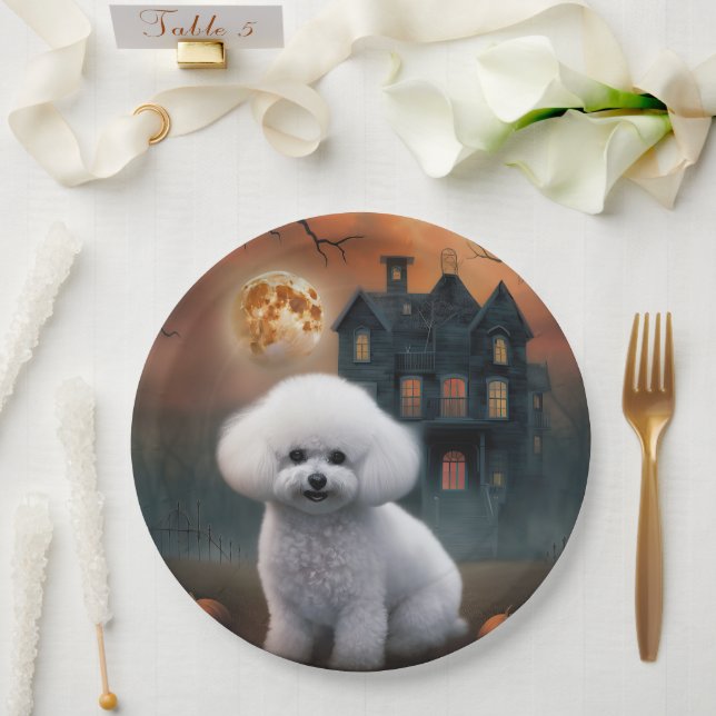 Assiettes En Carton Bichon Frise Halloween effroi (Mariage)