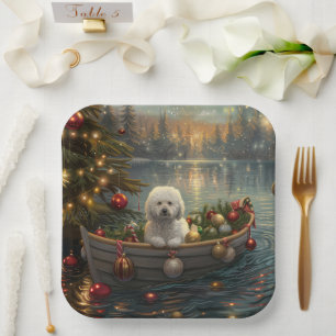 Assiettes En Carton Bichon Frise Noël Festive Voyage