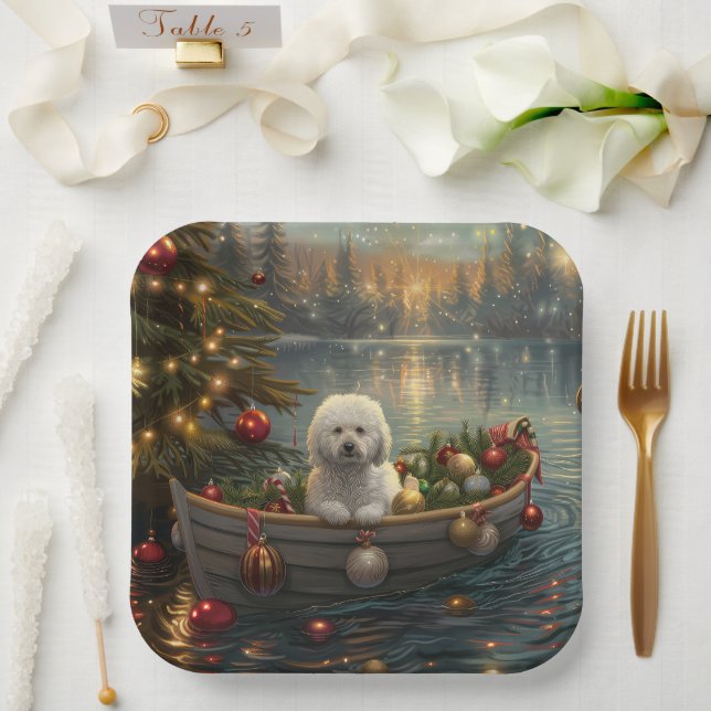 Assiettes En Carton Bichon Frise Noël Festive Voyage (Mariage)