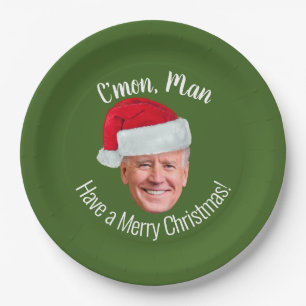 Assiettes En Carton Biden Harris 2020 - Joe Santa Hat - C'mon Man
