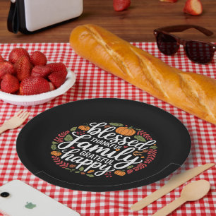 Assiettes En Carton Bienheureux Thanksgiving en famille