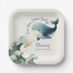 Assiettes En Carton Bientôt de retour Océan Baleine Salle de Bain Bébé