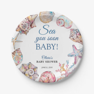 Assiettes En Carton Bientôt sous les mers Baby Shower Coquillage