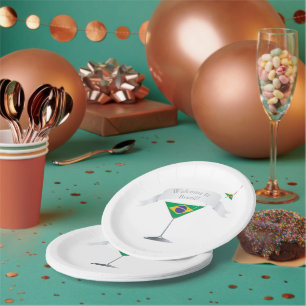 Assiettes En Carton Bienvenue au Brésil Verre à Martini Drapeau Brésil