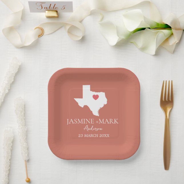 Assiettes En Carton Bienvenue au Texas Wedding Party Custom (Mariage)