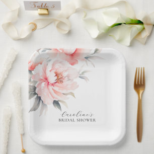 Assiettes En Carton BIENVENUE Floral Peonies Blush FÊTE DES MARIÉES ro