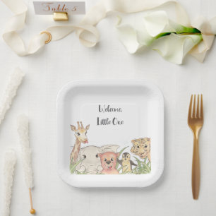 Assiettes En Carton Bienvenue Petit(e) Safari Bébé Félicitations