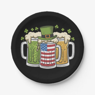 Assiettes En Carton Bière Irlandaise Irlande États-Unis Drapeau Améric