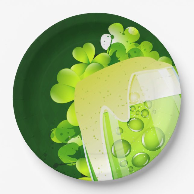 Assiettes En Carton Bière verte de la Saint-Patrick (Devant)