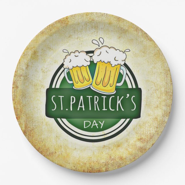 Assiettes En Carton Bières de la Saint-Patrick (Devant)