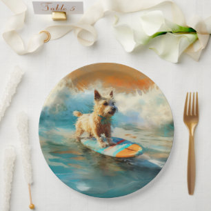 Assiettes En Carton Biewer Terrier Plage Surf Peinture