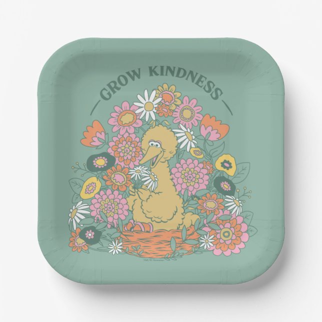 Assiettes En Carton Big Bird | Grow Kindness Floral Graphic (Recto)