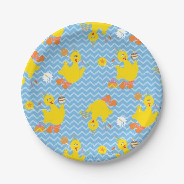 Assiettes En Carton Big Bird Party Chevron Motif (Devant)