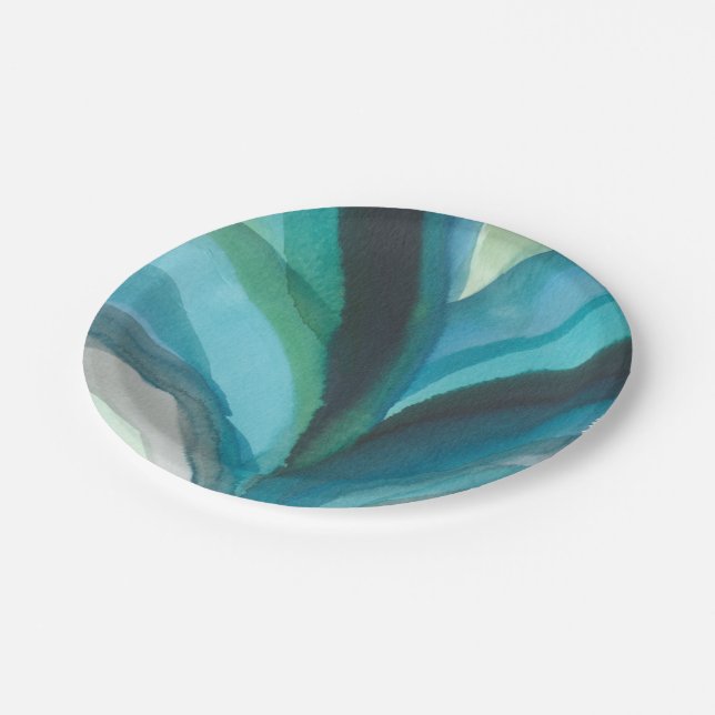 Assiettes En Carton Big Blue Leaf I (Angle)