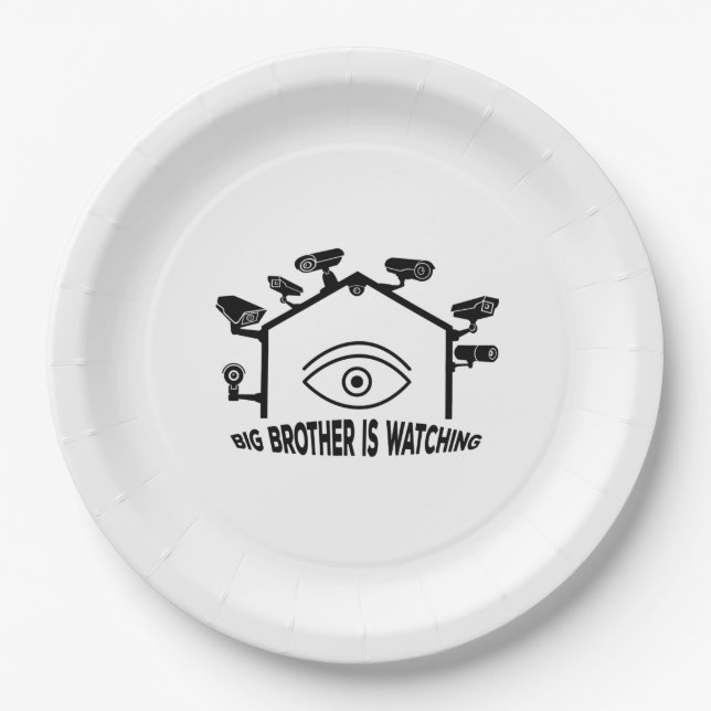 Assiettes En Carton Big Brother est en train de regarder (Devant)