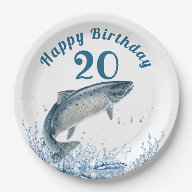 Assiettes En Carton Big Fish In Water 20e Anniversaire Plaque de papie (Devant)