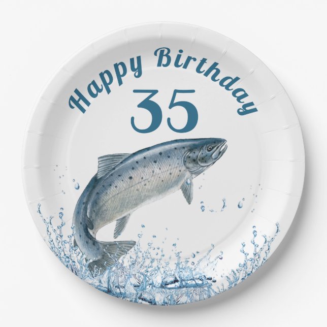 Assiettes En Carton Big Fish In Water 35e Anniversaire Plaque de papie (Devant)