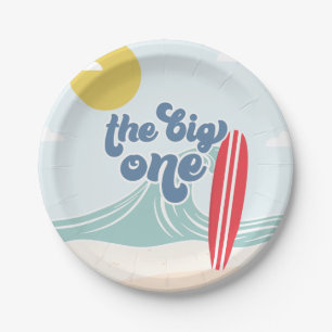 Assiettes En Carton Big One Surf Beach 1er anniversaire