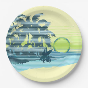 Assiettes En Carton Big Sunset Strike Hawaiian Surfer