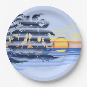 Assiettes En Carton Big Sunset Strike Hawaiian Surfer