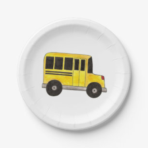 Assiettes En Carton Big Yellow School Bus Enseignant Conducteur Éducat