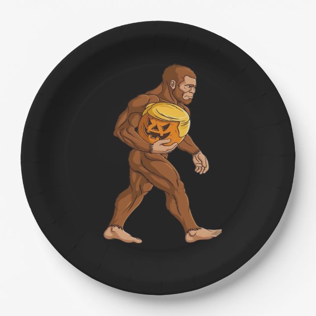 Assiettes En Carton Bigfoot Halloween Trumpkin Citrouille classique (Devant)