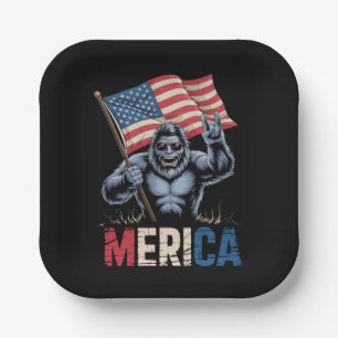 Assiettes En Carton Bigfoot Merica Rock Drapeau Américain Patriotique 