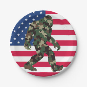 Assiettes En Carton Bigfoot Sasquatch Camouflage