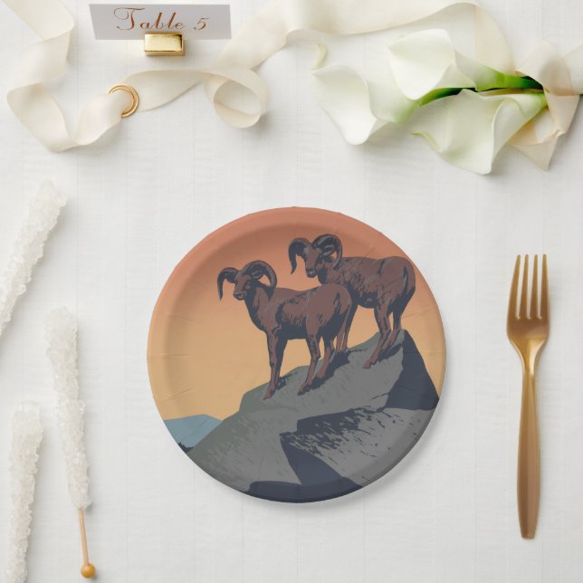 Assiettes En Carton Bighorn Sheep American West Wildlife (Mariage)