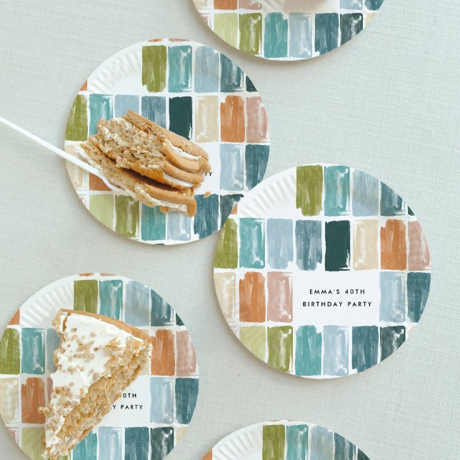 Assiettes En Carton Bijoux peints fête d'anniversaire (Watercolor jewels birthday party personalized paper plates.)