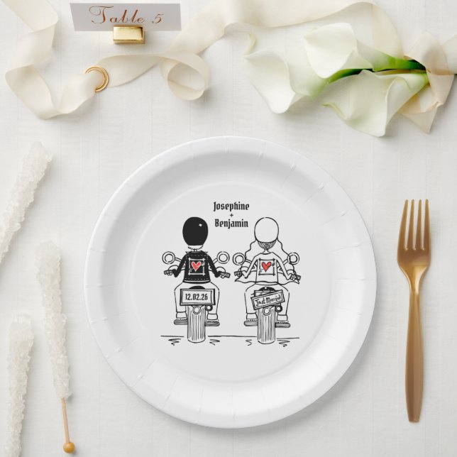 Assiettes En Carton Biker Motorcycle Wedding  (Mariage)
