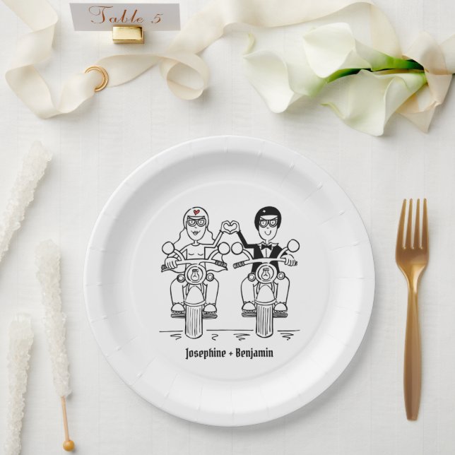Assiettes En Carton Biker Motorcycle Wedding (Mariage)