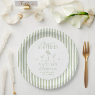 Assiettes En Carton Bikinis et martinis Élégante bachelorette vintage