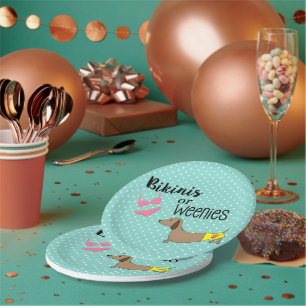 Assiettes En Carton Bikinis ou Weenies Genre Reveillez Dachshund Party