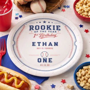 Assiettes En Carton Billet de baseball Recrue de l'année pour 1er anni