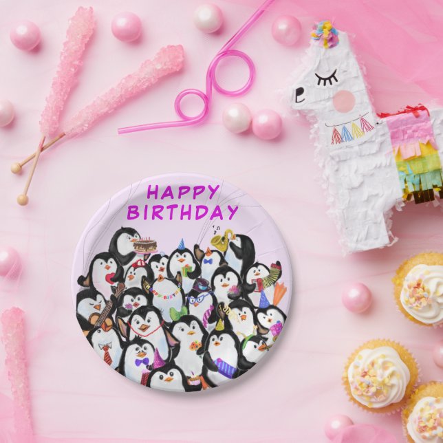 Assiettes En Carton Birthday Party Paper Plates Happy Penguins (Fête)