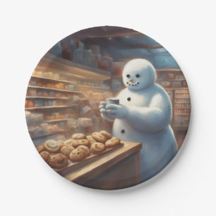 Assiettes En Carton Biscuits de Noël et bonhomme de neige de fête au c