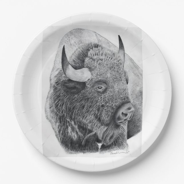 Assiettes En Carton Bison d'Amérique (Devant)