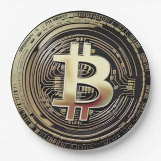 Assiettes En Carton Bitcoin doré