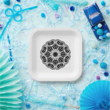 Black and white floral mandala square