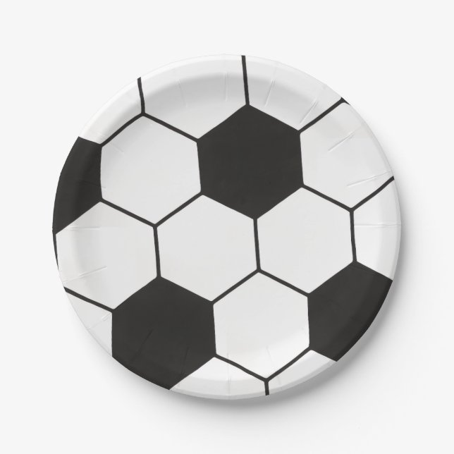 Assiettes En Carton Black And White Soccer Ball Geometric Pattern  (Devant)