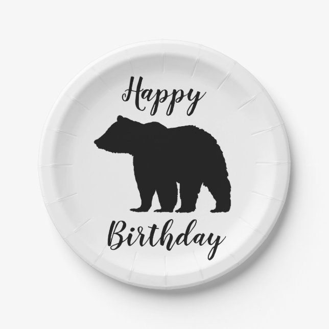 Assiettes En Carton Black Bear Joyeux Anniversaire Camper Plaques en p (Devant)