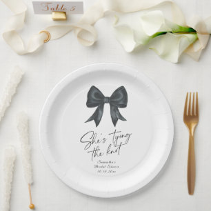 Assiettes En Carton Black Bow Elle attache la Fête des mariées de noeu