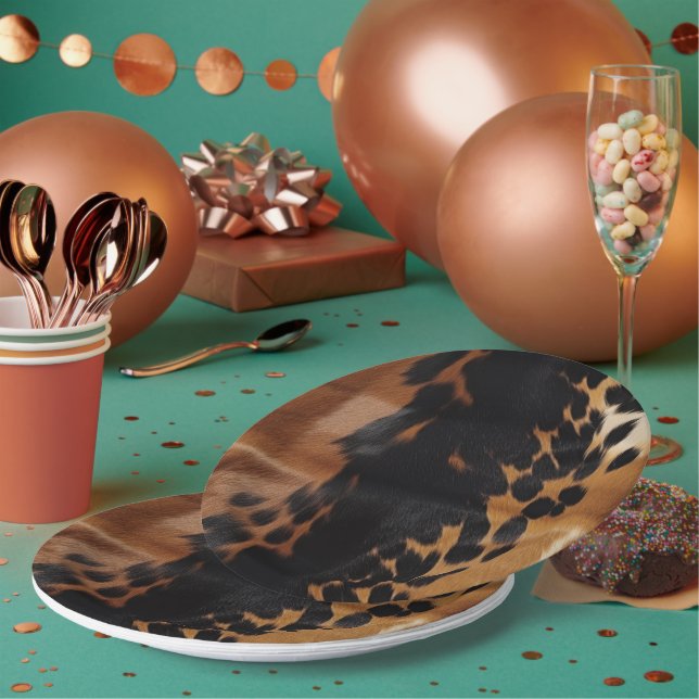 Assiettes En Carton Black Brown Gold (Multi)