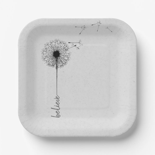 Assiettes En Carton Black Dandelion Croire Inspiration (Recto)
