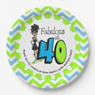 Assiettes En Carton Black Fabulous à 40 40th Birthday Papier Plaques