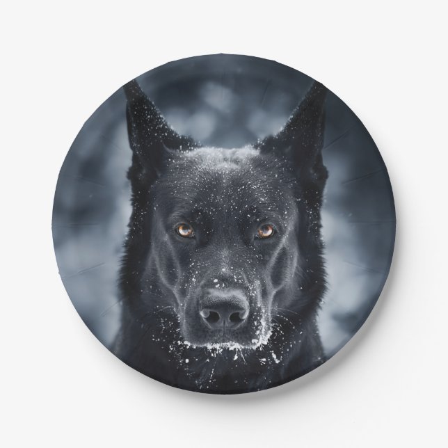 Assiettes En Carton Black German Shepherd (Devant)