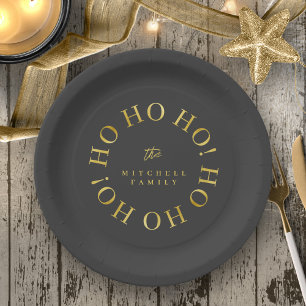 Assiettes En Carton Black Gold Noël Ho Ho Ho ID1009
