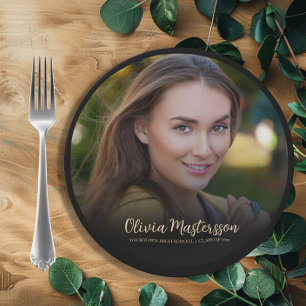 Assiettes En Carton Black Gold Photo Party