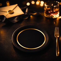 Assiettes En Carton Black & Gold Poker Night Party Plates